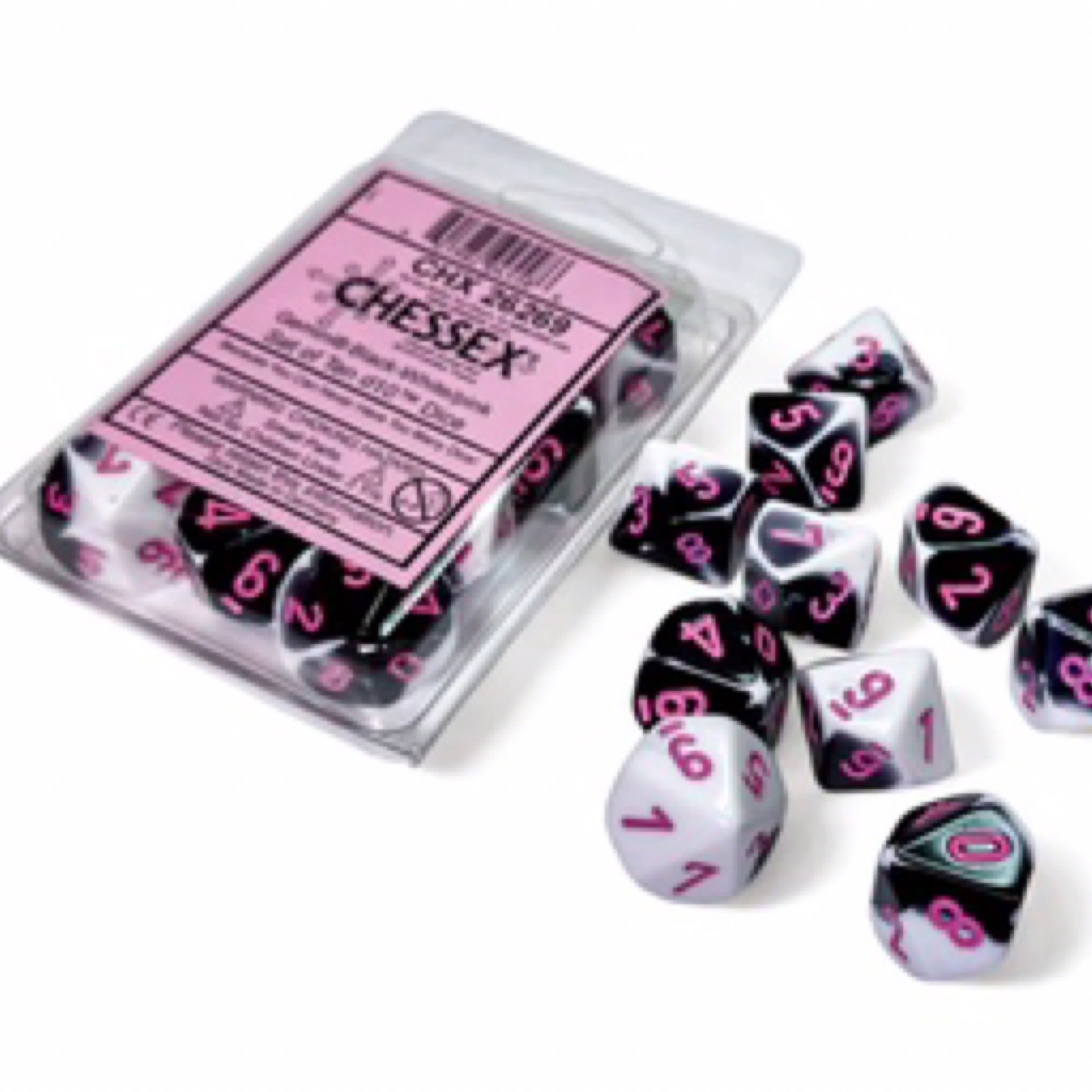 ちぇちぇ Gemini Black-White/Pink d10 Dice Set (CHX 26269) | Shop at
